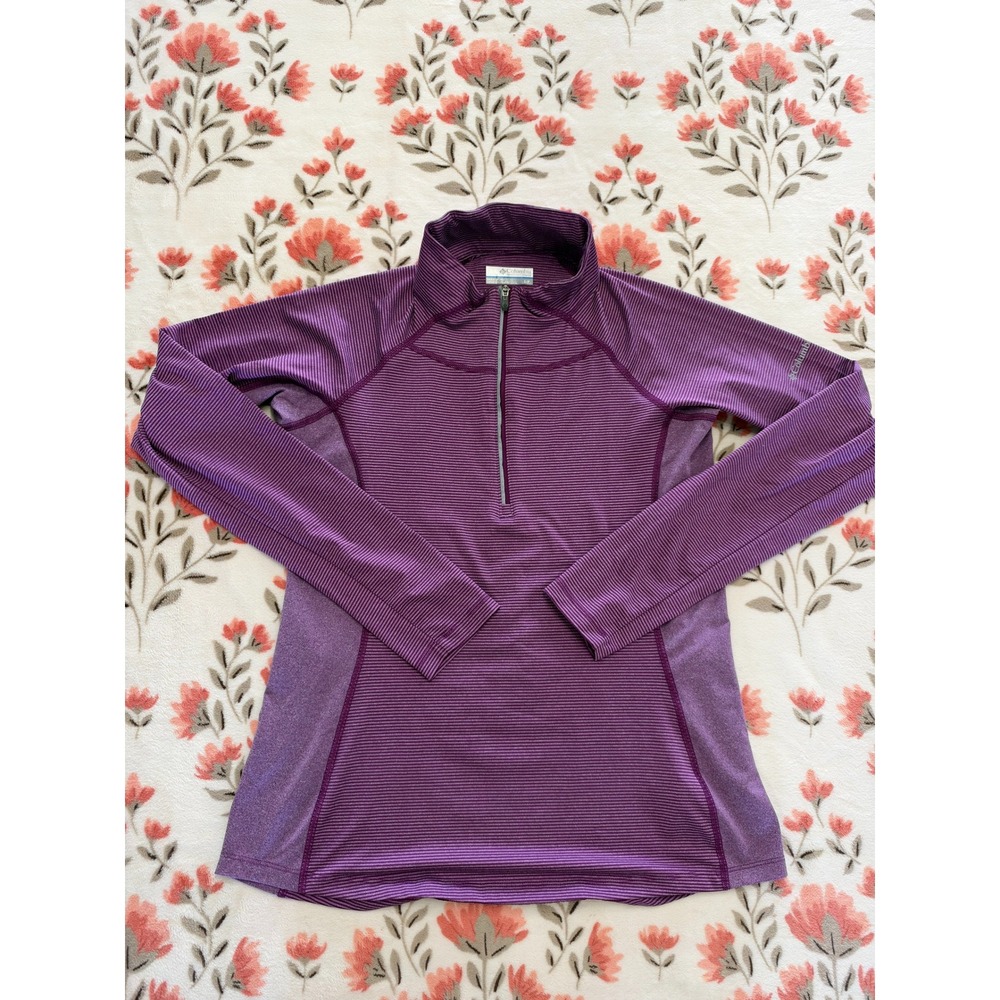 Columbia Womens Purple Striped Quarter Zip Pullover Active Top Small RN 69724